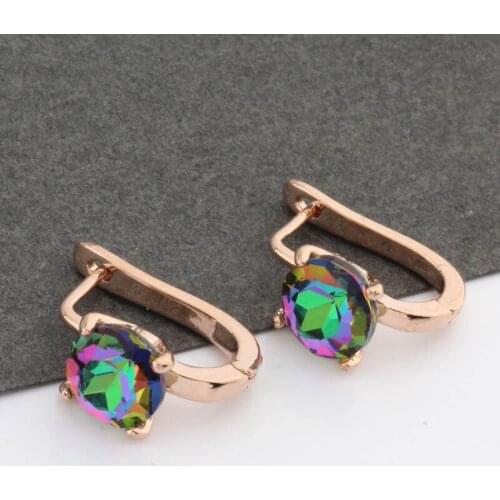New Arrivals 585 Rose Gold Color Round Earrings For Women Simple Design Wedding Party Fine Fashion Jewelry 2021 Jewelry