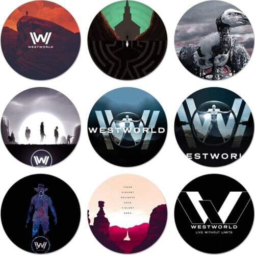 58mm Westworld Icons Pins Badge Decoration Brooches Metal Badges For Clothes Backpack Decoration