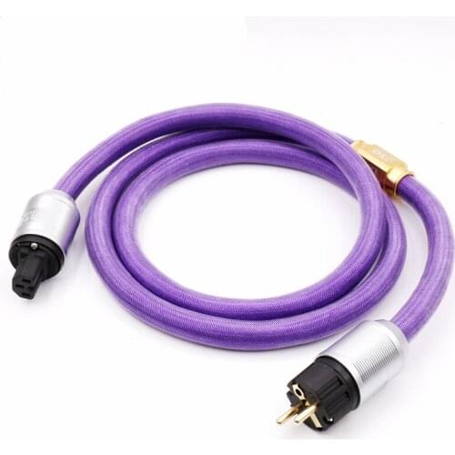 1pcs Limited Edition 24K gold plated EU AC Power Cord HIFI audio power cable extension adapter 2M