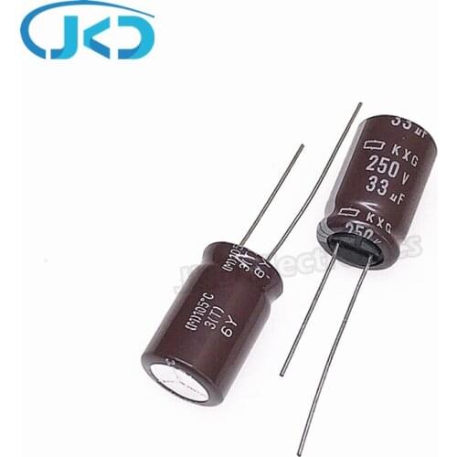 10Pcs 33uF 250V NCC KXG Series 12.5*20mm Low ESR 250V33uF Aluminum Electrolytic Capacitor NIPPON CHEMI CON