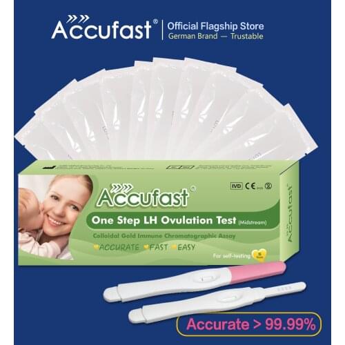 ACCUFAST 10Pcs LH Ovulation Test Midstream For Self Over 99% Accuracy Urine Fertility Test Kits For Women Ovualtion Test Stick
