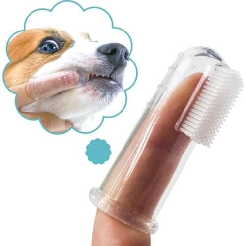 1PCSuper Soft Pet Finger Toothbrush Teddy Dog Brush Bad Breath Tartar Teeth Tool Dog Cat Cleaning Pet Supplies