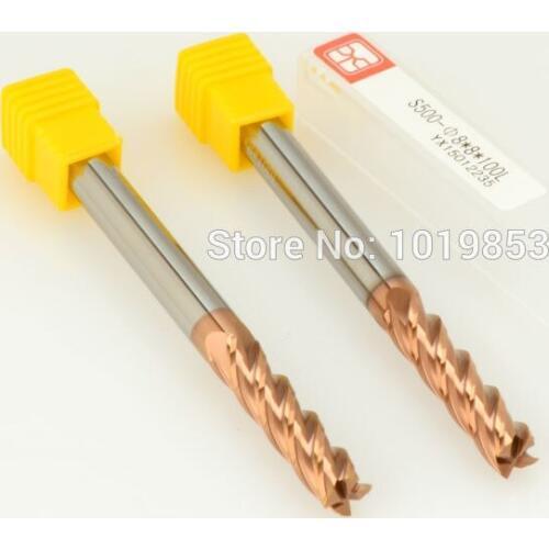 2pcs SLONS S500-8x8x100L HRC60 flat tungsten CARBIDE milling cutter end mills for hardened steel