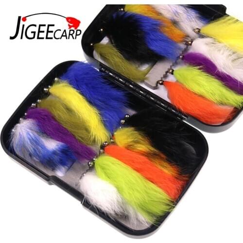 20pcs/Box Zonker Streamers Hare Strip Trout Fly Fishing Lures Beadhead Fishing Streamers Baits for Trout Browns Rainbow Bass