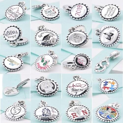 2019 100% S925 Sterling Silver Fashion Maple Leaf Slippers Castle Clown Goddess Charm Charm Lady DIY Hand Bracelet Accessories