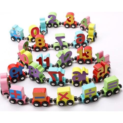 26 Knots Number Letter Wooden Train Magnetic Front Drag Car Toy Early Education And Learning Childrens Educational Toys