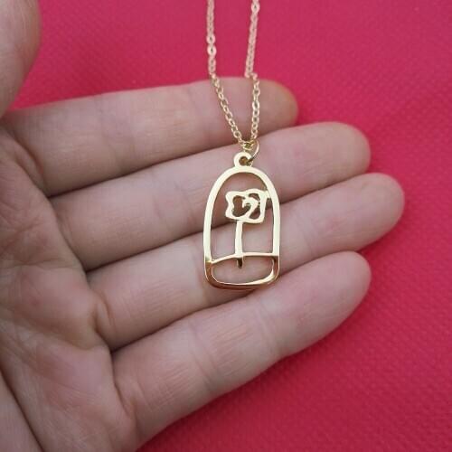 30 Hollow Rose flowers in birdcage Little Prince Series Love Symbol Pendant love Story Cartoon Image Necklaces for Gifts jewelry