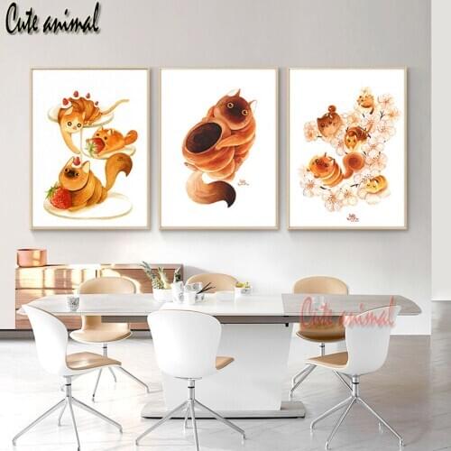 3d round square diamond embroidery Cartoon cat food bread Diy full diamond painting mosaic rhinestone decoration painting 3 pcs
