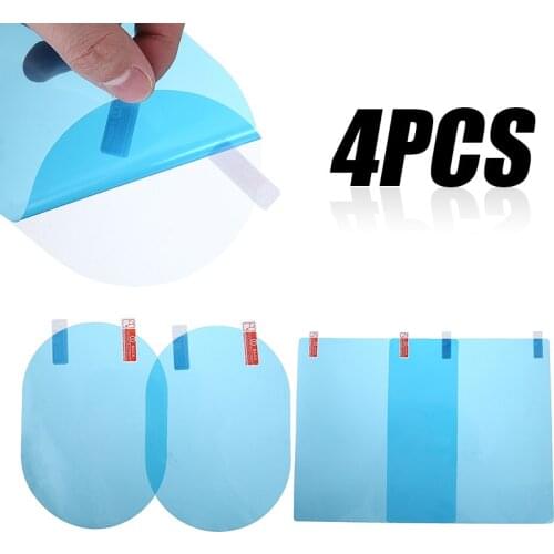 4pcs/set Car Rear Mirror Protective Film Anti Fog Window Clear Rainproof Rear View Mirror Protective Soft Film Auto Accessories