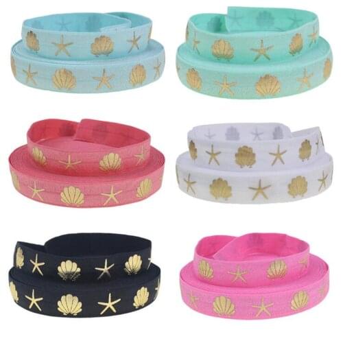 5yards/lot 5/8'' (16mm) printed elastic ribbon foe fold over elastic stretch band diy crafts for clothing baby headband material