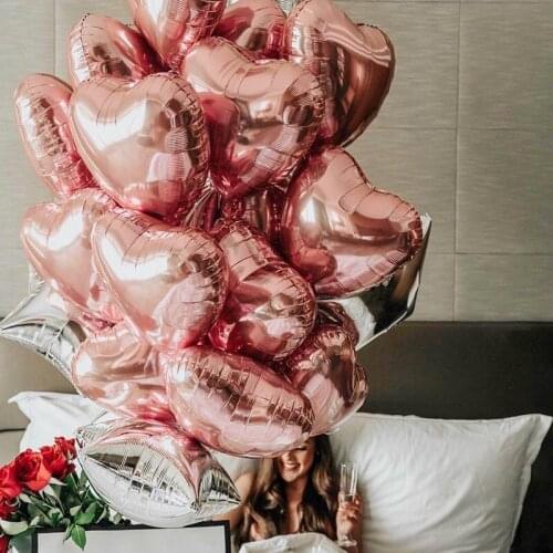 50pcs 18inch Rose Gold Red Pink Love Foil Heart Helium Balloons Wedding Birthday Party Balloons Valentines Day Globos Supplies