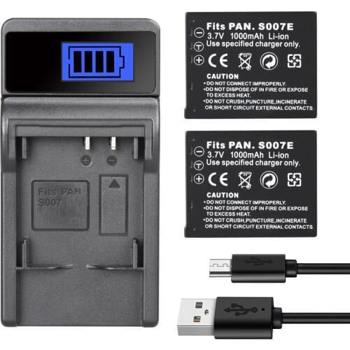 CGA-S007 Camera Battery CGR-S007E 1000mAh For Panasonic Lumix DMC TZ1 TZ2 TZ3 TZ4 TZ5 TZ50 TZ15 Batterie S007/S007E Charger