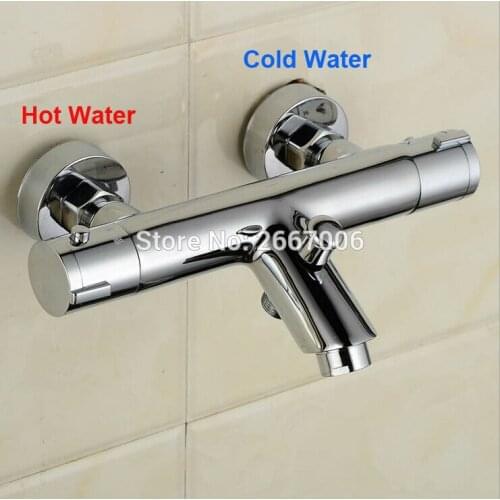 Free Shipping Newly chrome wall mounted bathroom thermostatic shower & bathtub faucet thermostatic mixing valve Tap ZR957
