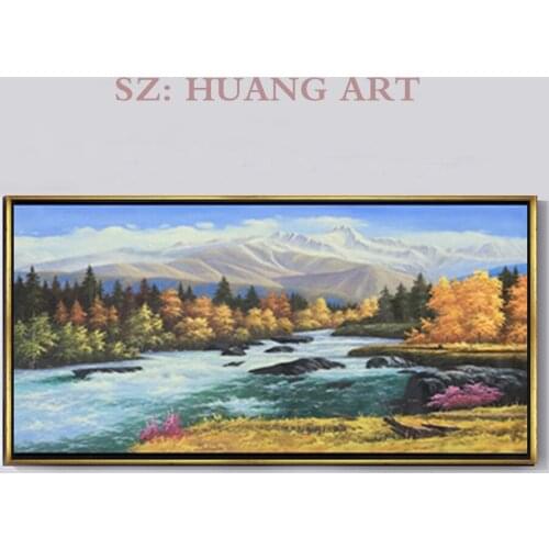 Large murals oil painting canvas art of natural picture wall art hang the living room Pure handmade mountain and water scenery