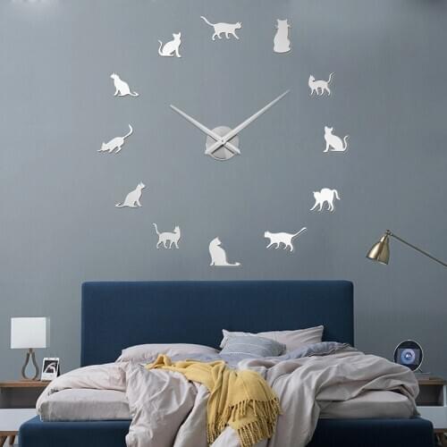 Animals DIY Large Wall Clock Home Decor Modern Design Mirror Effect Giant Frameless DIY Clock Wall Watch CLH@8