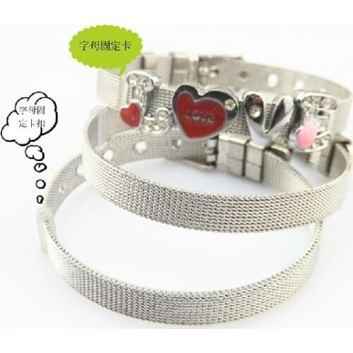 Wholesale 30pcs/lot 8mm Wide 21cm length Stainless Steel Wristband Bracelet fit for 8mm diy slide charms