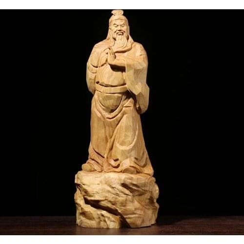 18CM wood Guan Yu war Gods figures wood decoration feng shui wood carving sculpture chinese statue for home decoration