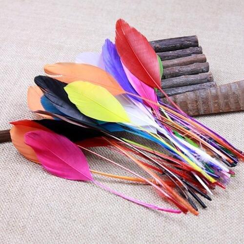Cheap for Sale 50pcs Colorful Dyed Goose Feather Wedding Bouquet Decoration Feathers Length 12-20cm
