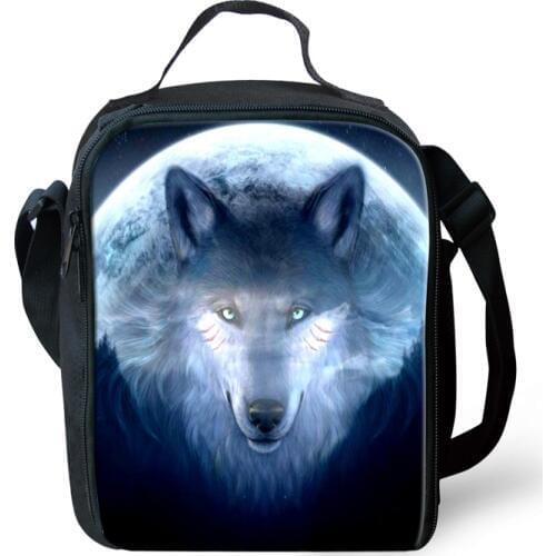 HaoYun Kids Insulated Lunch Bag Wolf Prints Pattern Toddler Students Waterproof Lunch Box Girls Cute Picnic Snacks Container
