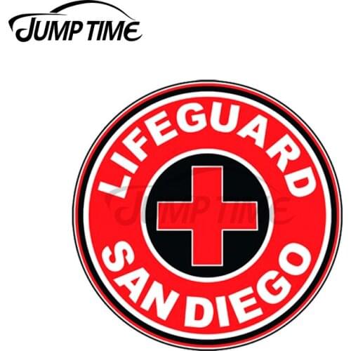 JumpTime 13 x 13cm LIFEGUARD SAN DIEGO SURFING CALIFORNIA SURFER BEACH SURFBOARD Car Stickers Decal Waterproof Decoration