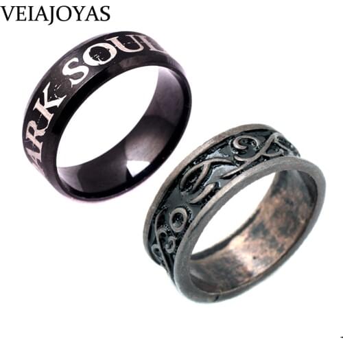 Vintage Rings Game Dark Souls 3 Logo Stainless Steel Ring Darkmoon Finger Mens Ring Charm Cosplay Jewelry Accessories for Women
