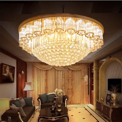 Round Crystal Lights Luxury Lobby European Living Room Light Rectangular Crystal Ceiling Lamps led lighting fixture for home