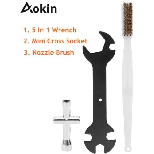 3Pcs/lot 3D Printer Cleaning Tool Set Multifunction 5 In 1 Wrench + Mini Cross Socket + Nozzle Brush for / MK8 / MK10 / M2000