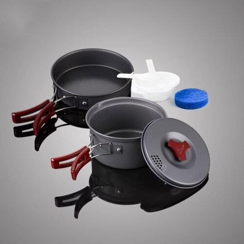 Outdoor pot set for 1-2 people Portable camping picnic camping cooker Frying pan and skillet Hiking equipment