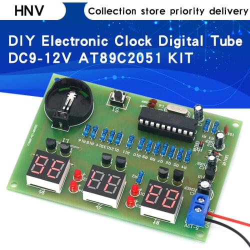 DIY Kits AT89C2051 Electronic Clock Digital Tube LED Display Suite Electronic Module Parts and Components DC 9V - 12V