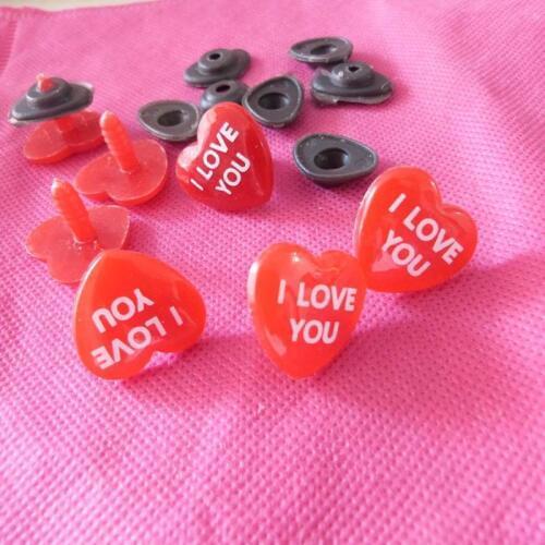 500pcs/lot 21x18mm red heart plastic toy noses with washer for diy doll accessories