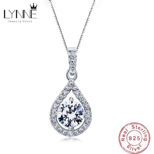 Newest 925 Sterling Silver AAA Zircon Angel Tears Water Drop Pendant Necklace Rhinestone CZ Women Wedding Necklaces Jewelry Gift