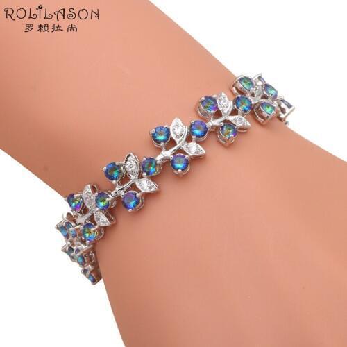 ROLILASON Gorgeous Charm Bracelets for Bride Multicolor Zircon Silver Friendship gifts Wholesale Retail Fashion Jewelry TB927