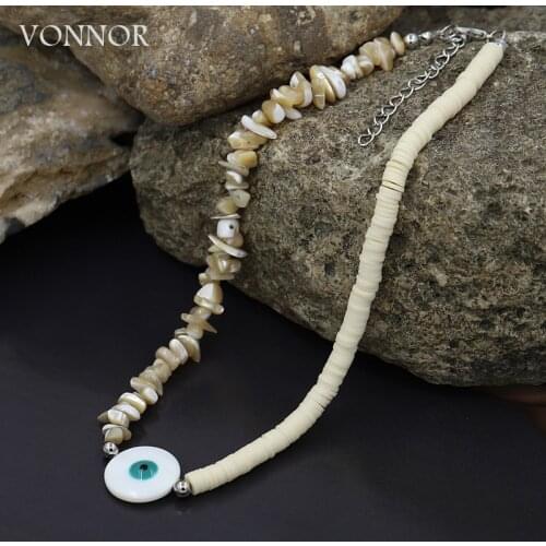 VONNOR Shell Polymer Clay Necklaces for Women Girls 2020 Fashion Eye Pendant Choker Necklace Jewelry Wholesale Female Gifts