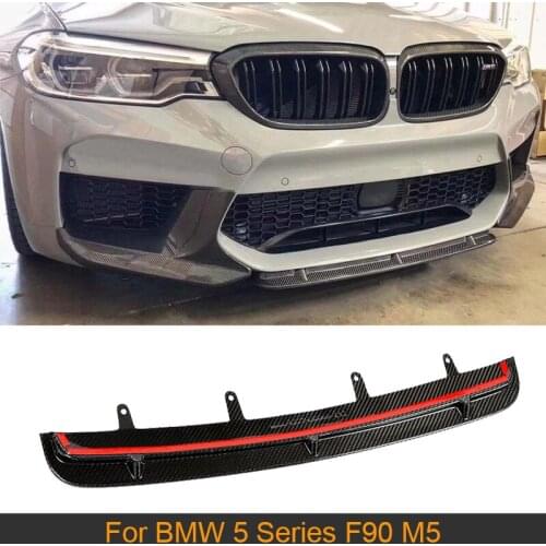For F90 M5 Front Bumper Lip Spoiler For BMW 5 Series F90 M5 2018 - 2020 Car Front Bumper Lip Chin Apron Guard Carbon Fiber