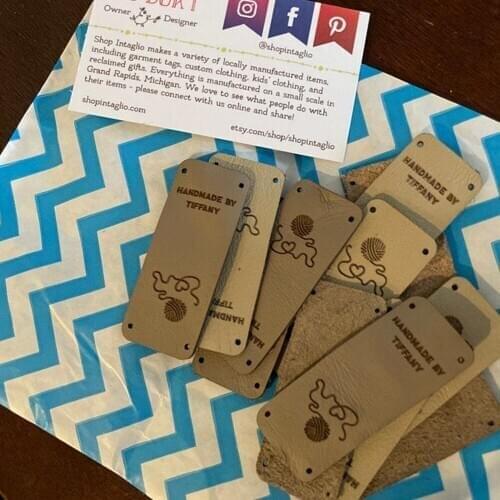Personalize Leather Garment Tags ,Leather labels for knitted and crocheted items,leather tags for crochet