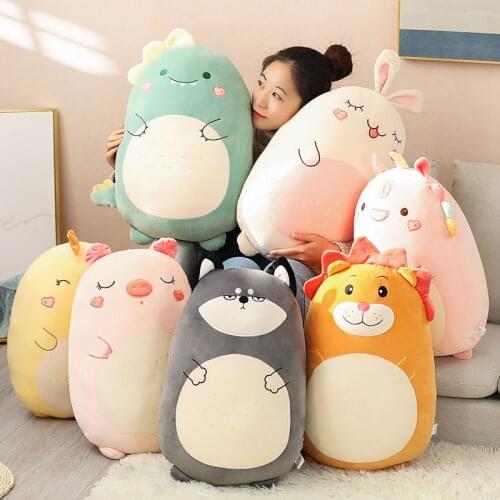 Dinosaur Plushies Toys Pig Stuffed Dolls for Girls' Beds Sleeping Long Cute Pillows and Cushions Anime Doll Birthday Gifts