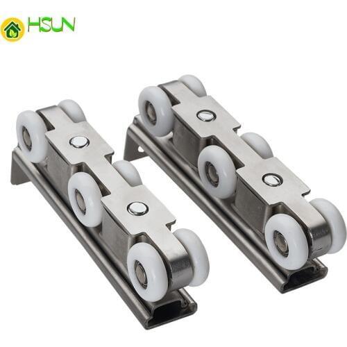 Solid wood door sliding door mute stainless steel hanging wheel 6 wheel nylon pulley