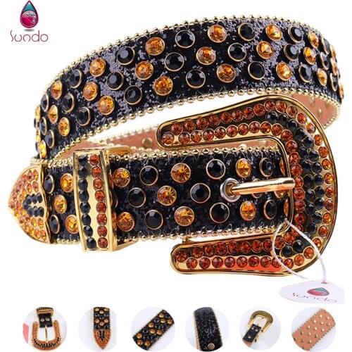 Black Gold Punk Waist Belt Luxury Women Leather Strap Diamond Studded Belt Rhinestone Cowgirl Belts For Jeans Ceinture Diamant