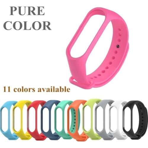 Mi Band 4 3 Silicone Pure Color strap for xiaomi mi band 4 3 bracelet Replacement wrist band Straps MiBand 4 Miband 3 Straps