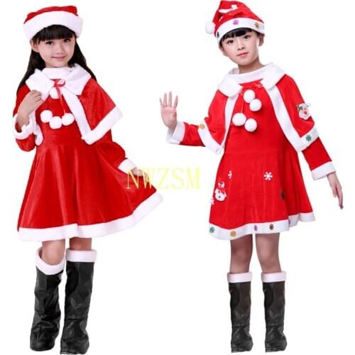 Christmas Santa Claus Fancy Dress Costume Cosplay Children Girls Santa Claus Clothes In Christmas Costume Cosplay Suit Dress Up