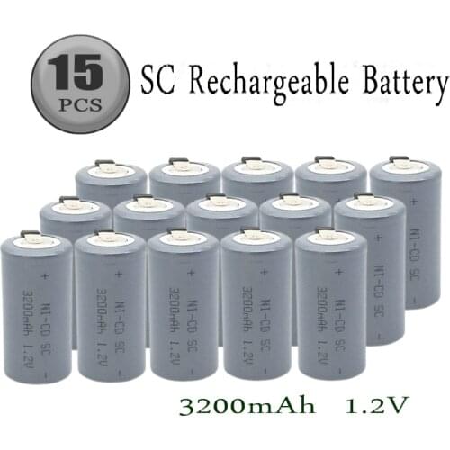 SKOANBE 15PCS SC 3200mah 1.2V Ni-CD Rechargeable Battery Sub C 22420 with an Extension Cord Processed into Tools Batteries Pack