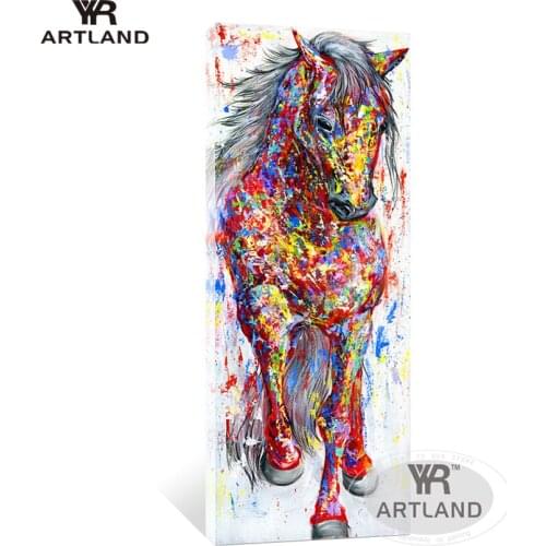 Modern Animal Indian color horse 100% Handmade home wall decoration oil painting on canvas pictures for room Entrance unframed