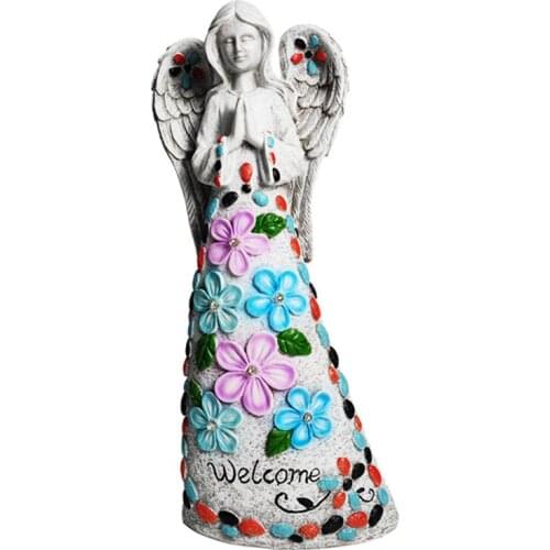 Modern Minimalist Creative Prayer Angel Ornaments Solar Lamp Sculpture Garden Courtyard Wings Crafts Decoration