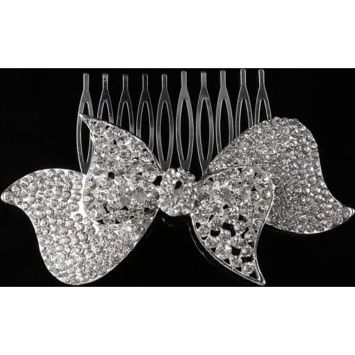 Bridal Wedding Tiara Sparkly Crystal Rhienstone Silver Plated Comb Tiaras for Women