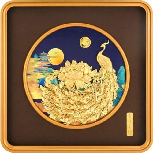 Traditional Chinese Painting Peacock Decoration Painting Gold Foil Peacock Handicrafts Wall Pictures For Living Room Home Decor