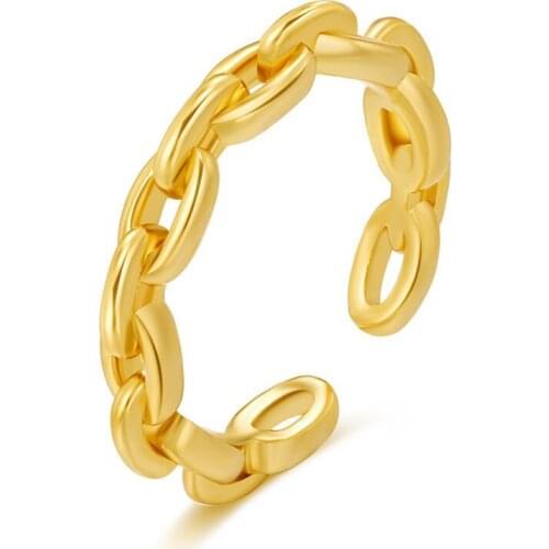 Hip Hop Jewelry Link Chain Rings For Women Men Bijoux Gold Color Anillo Hombre Friendship Gift Adjustable Ring