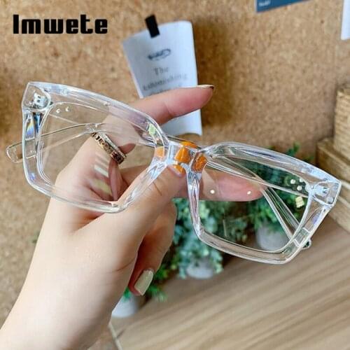 Imwete Vintage Square Glasses Frame for Women Men Anti Blue Light Computer Optical Spectacles Retro Transparent Eyewear