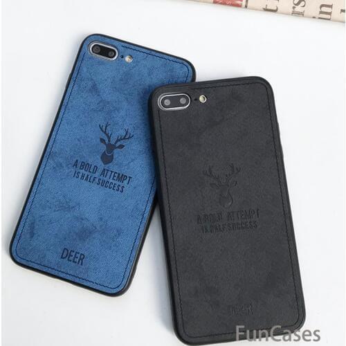 Fabric Vintage Deer Case For iphone XS MAX XR X SE 5 5s 6 6s 7 8 Plus Leather Skin Cloth Art Cover Samsung Note 9 S9 S8 S7 Edge