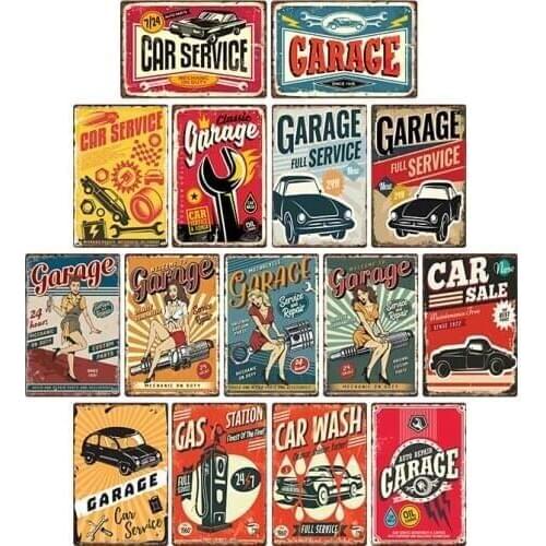 Garage Sign Plaque Metal Shabby Chic Vintage Garage Decor Tin Poster Retro Bar Pub Home Decor Iron Paintings