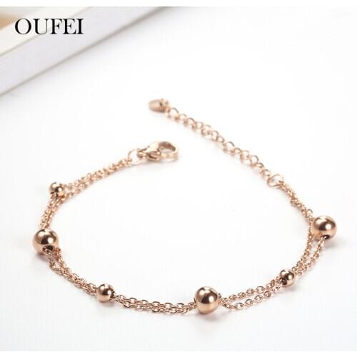 OUFEI Stainless Steel Jewelry Woman Vogue 2019 Rose Gold Chain Link Bracelets Bangles Jewelry Accessories Bohemian